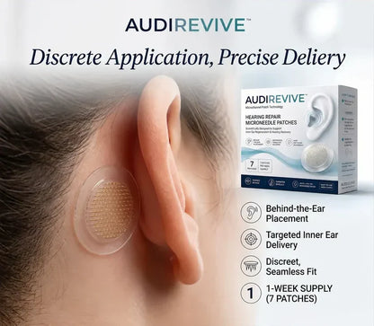 AUDIREVIVE™ HEARING REPAIR MICRONEEDLE PATCHES ✅ Targets Hearing Loss, Tinnitus, Ear Infections, Balance Disorders, and Age-Related Ear Degeneration.
